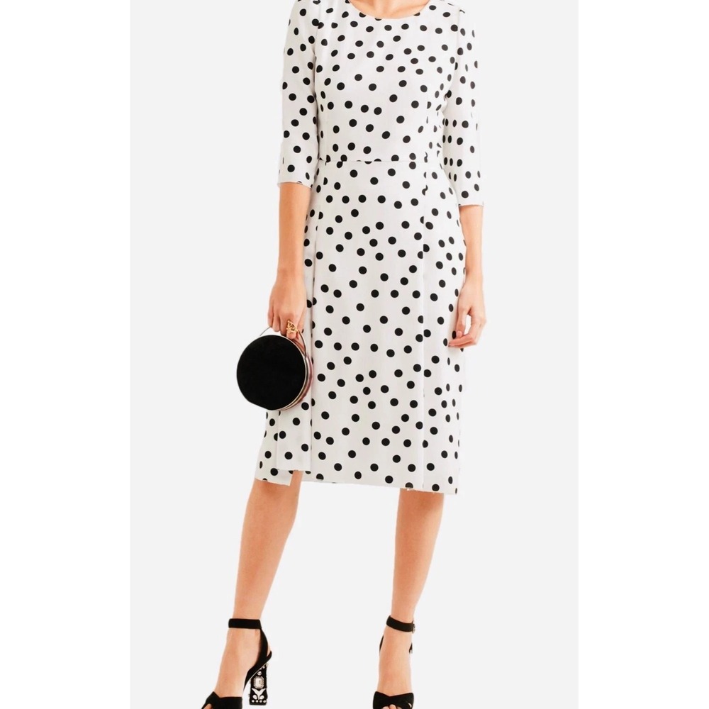 Dolce and Gabbana White Black Polka Dot Dress $2395rt sz 38